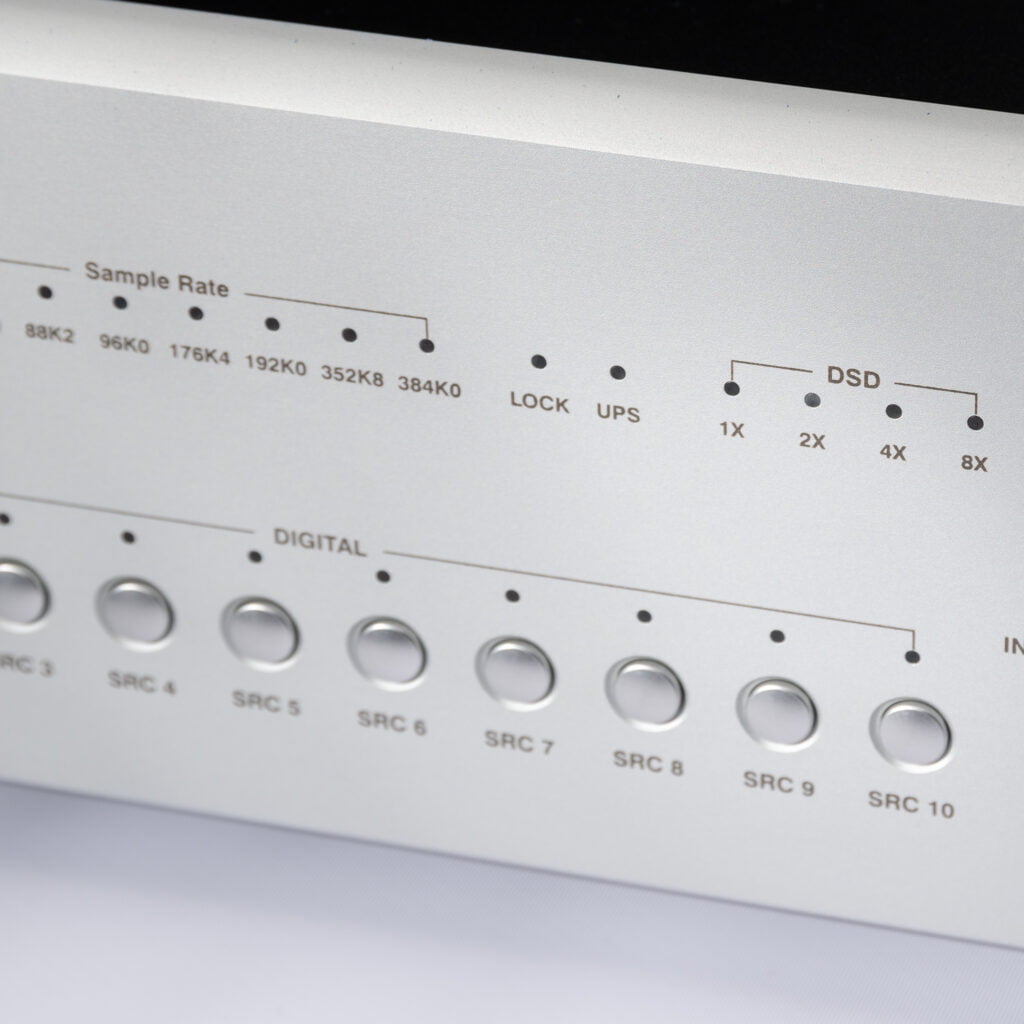 Up to 10 digital inputs (when optional HDMI module is installed) can support up to PCM 384k / 32 bit and DSD 4X depending on interface type.